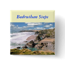 Bedruthan Steps, Cornwall buttons by catchthenextwave Bedruthan Steps, Cornwall buttons