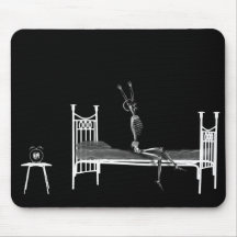 Bedtime X-Ray Skeleton B&W Grey Mousepads