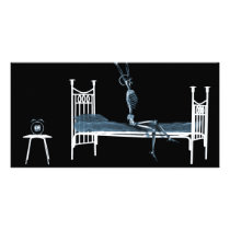 Bedtime X-Ray Skeleton Black Blue Custom Photo Card