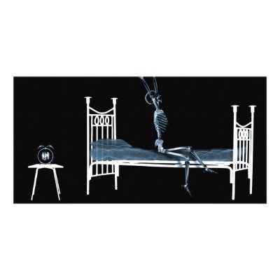 Bedtime X-Ray Skeleton Black Blue Custom Photo Card by VoXeeD