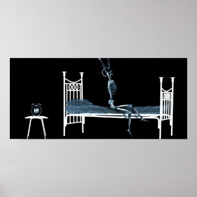 Bedtime X-Ray Skeleton Black Blue Posters by VoXeeD