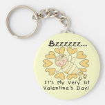 Bee 1st Valentine's Day Tshirts and Gifts Key Chain