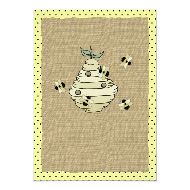 Bee and Burlap Baby Shower Card