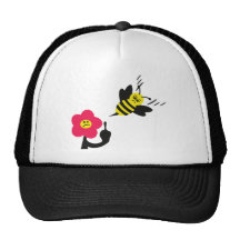 bee and flower fight icon hats