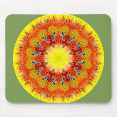 Bee and Flower Mouse Mat by buffaloflats