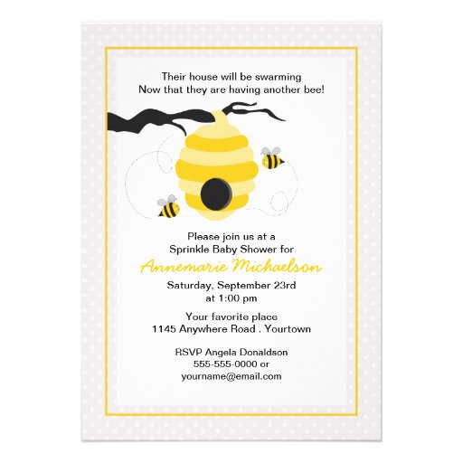 Bee and Hive Sprinkle Baby Shower Invitation