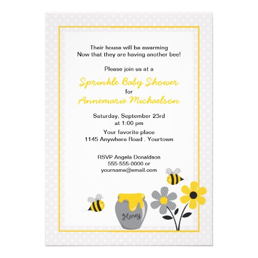 Bee and Honey Sprinkle Baby Shower Invitation