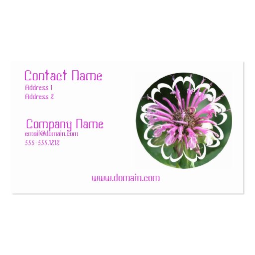 Bee Balm Flowers Business Card (front side)