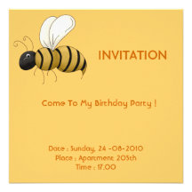 Bee Birthday Card Invitation