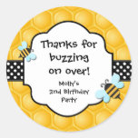 Bee Birthday Party Favor Stickers