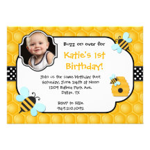 Bee Birthday Party Personalized Announcements