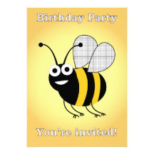 bee birthday party personalized invites