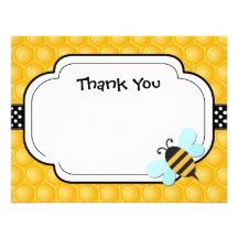 Bee Birthday Party Thank You Card Personalized Invitations