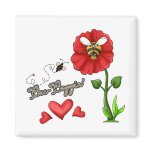 Bee Boppin Bee on Flower Refrigerator Magnet