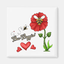 Bee Boppin Bee on Flower Refrigerator Magnet
