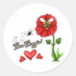 Bee Boppin Bee on Flower Round Sticker