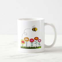 Bee Buzzing a Flower Garden Mugs