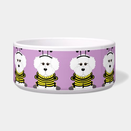 Bee*chon Bichon Frise Bumble Bee Dog Bowl petbowl