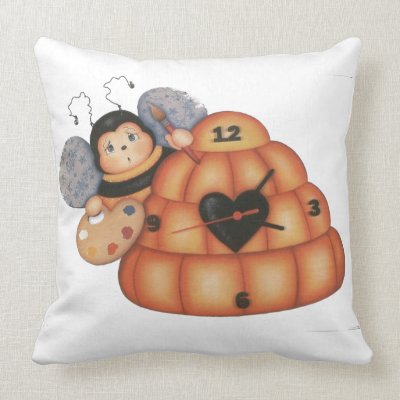 Bee clock throw pillows by isabelalfarrobinha