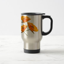 Bee Falling Poppies Travel Mugs