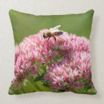 Bee & Flowers Throw Pillow pillows