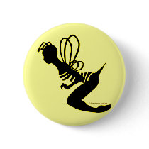 Bee Girl Silhouette Button