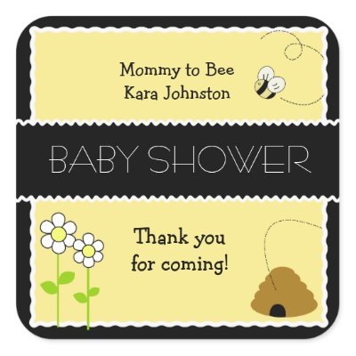 Bee Happy Bumble Bee #2 SQUARE Favor Sticker