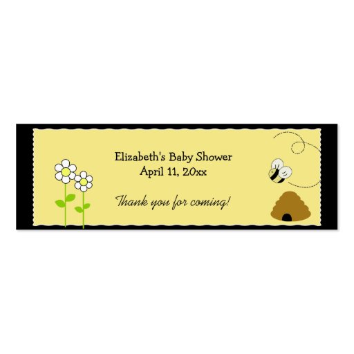 BEE HAPPY BUMBLE BEE Shower / Birthday Favor Tag Business Card Template (front side)