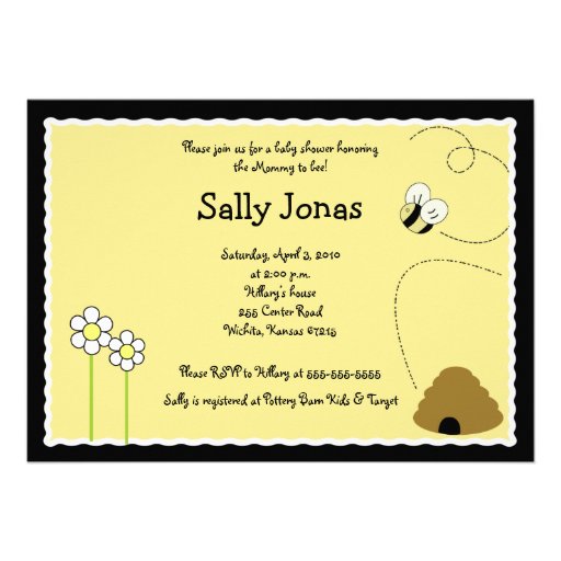 Bee Happy Bumblebee Baby Shower Invitation (front side)