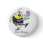 Bee Happy button badge