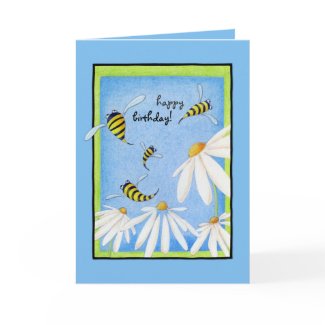 Bee Happy Daisies Birthday Card card