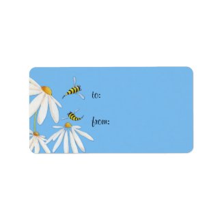 Bee Happy Daisies Gift Tag Label label