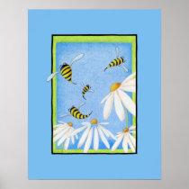 Bee Happy Daisies Poster