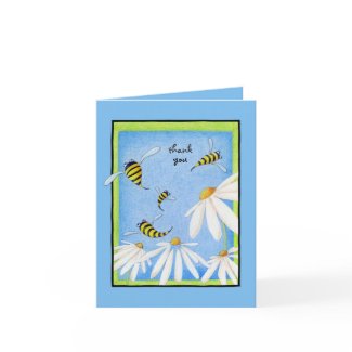 Bee Happy Daisies Thank You Note Card card