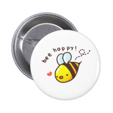 Bee Happy! Pinback Buttons