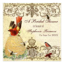 Bee Happy Vintage, Bridal Shower Invitation Invite