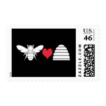 Bee Heart Hive Postage Stamps White