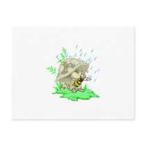 Bee Hiding From Rain under Mushroom Post Cards
