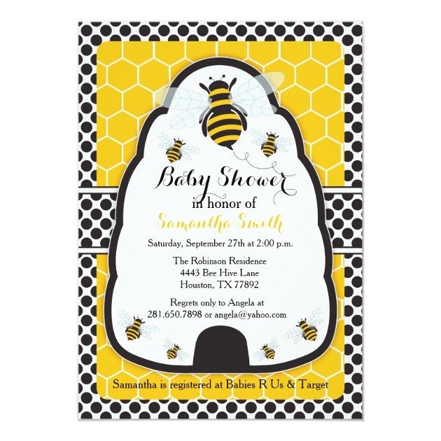 Bee Hive Baby Shower/Birthday Invitation (front side)