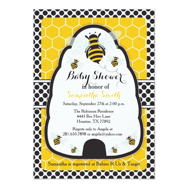 Bee Hive Baby Shower/Birthday Invitation