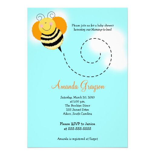 Bee Hop Bumble Bee Baby Shower #2 Invitation 5x7