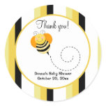 Bee Hop Bumble Bee Round Favor Sticker - Striped