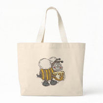 bee hugging honey bags