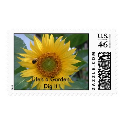 Bee in flight, Life's a Garden..Dig it ! Postage Stamp by ladyfirebird93