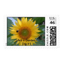 Bee in flight, Life's a Garden..Dig it ! postage by ladyfirebird93 Bee in flight, Life's a Garden..Dig it ! postage