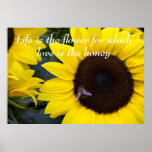 Bee in Sunflower Poster Love is the Honey