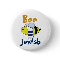 "Bee Jewish" Pinback Buttons