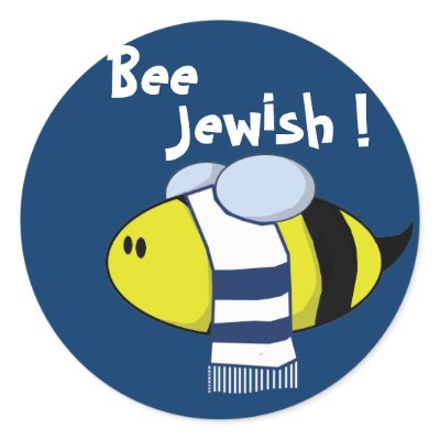 "Bee Jewish" Round Stickers by JOLEANWHEELER