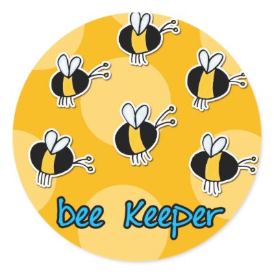 bee keeper round stickers by cfkaatje