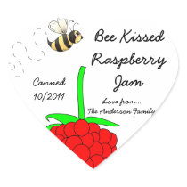 Bee Kissed Raspberry Jam Heart Stickers